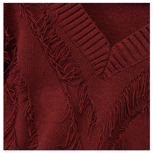 Burgundy High-End Sweater Women's Early Autumn Chic Knitted Sweater YM2284