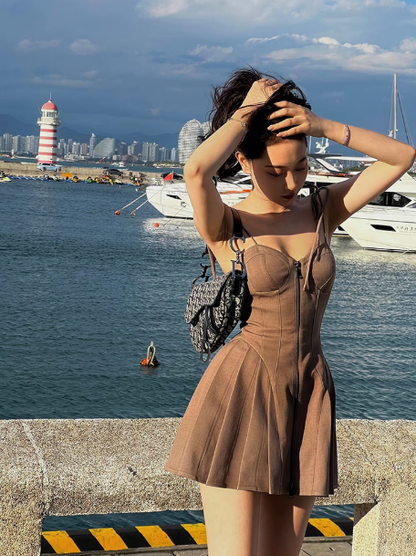 Sexy Straps Short Holiday Dress Vintage A Line Birthday Outfits YM2133