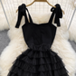 A-line Black Tulle Summer Dress , YM196