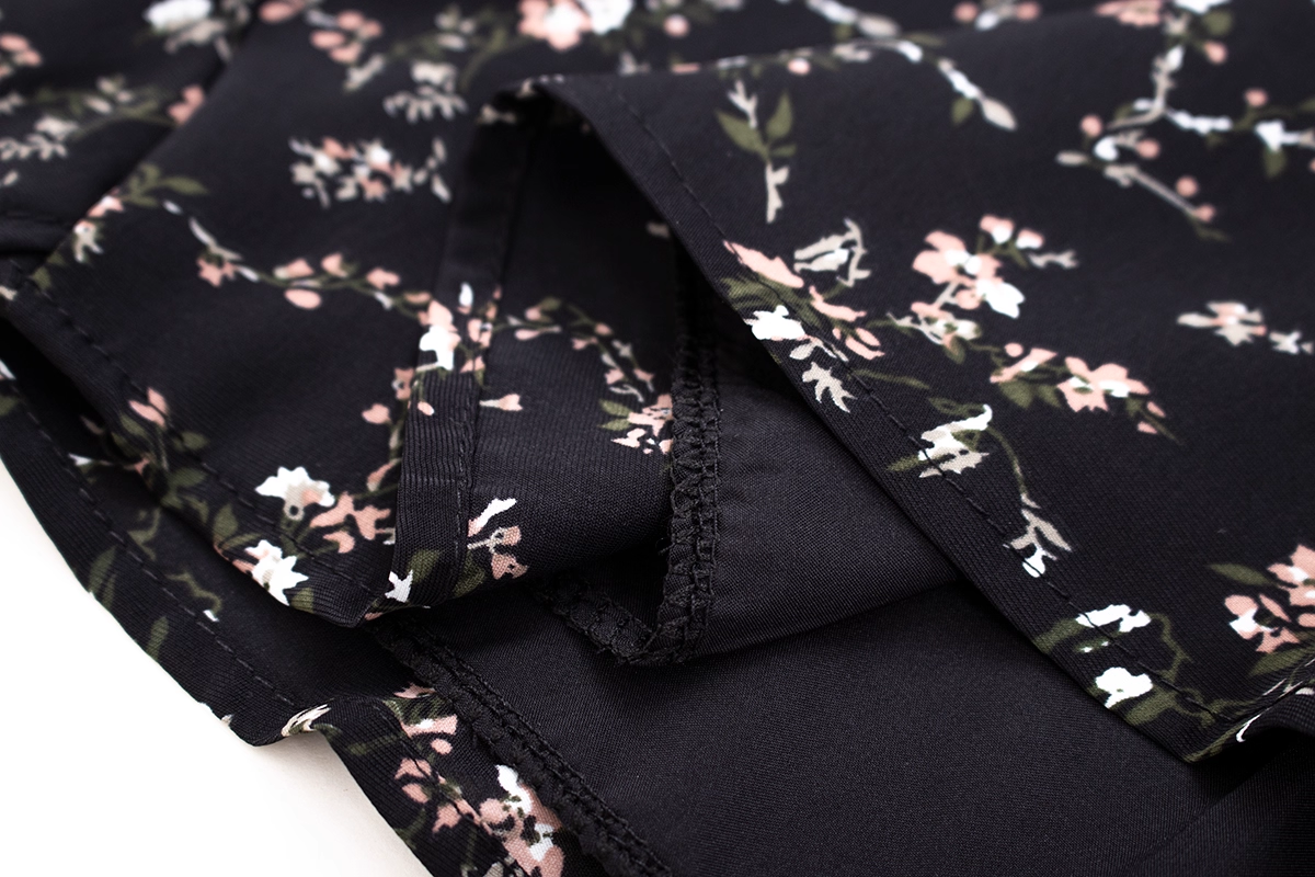 Black Irregular Floral Suspender Dress Hot Girl Short Dress YM2309