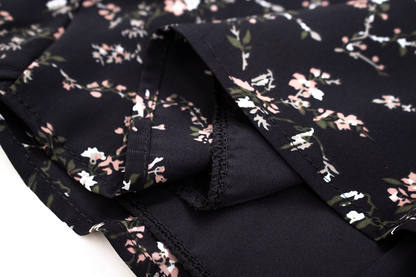 Black Irregular Floral Suspender Dress Hot Girl Short Dress YM2309