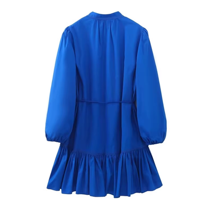 Royal blue tiered embellished shirt dress YM553