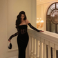 Sexy Lace Black Velvet Mermaid Prom Dress YM1589