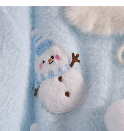 Sweet Collar Blue Snowman Knit Sweater YM2429