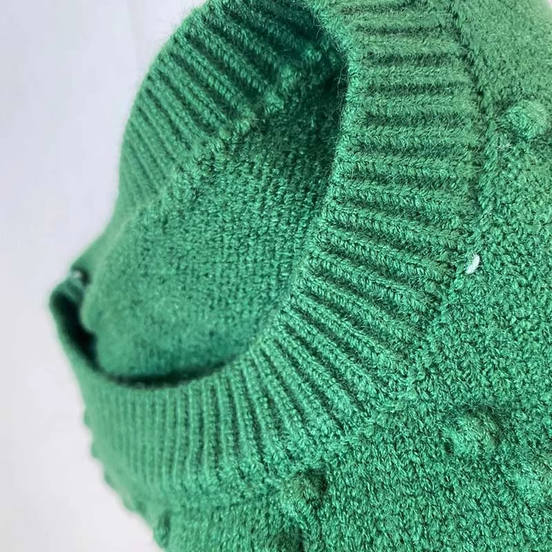 Knitted vest green flower embroidered sweater vest YM1908