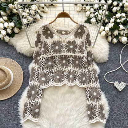 Vintage Knitted Hollow Crochet Sweater  YM1687