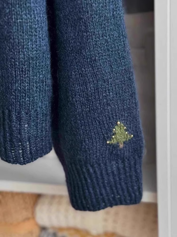 Navy Blue Sweater For Women Winter New Style Lazy Style High-End Beautiful Sweater YM1842