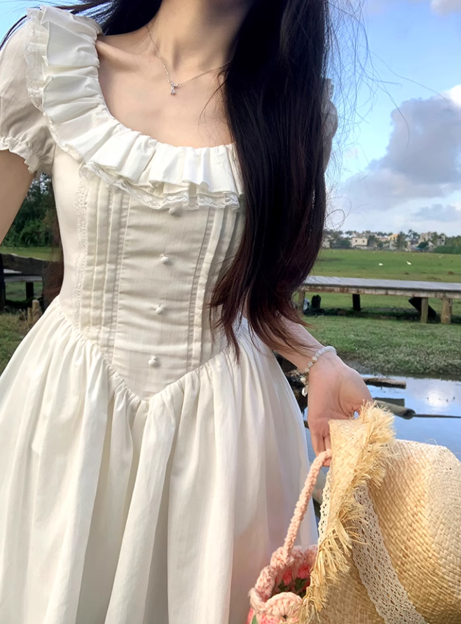 Sweet White A Line Short Dress Birthday Dress  YM1754