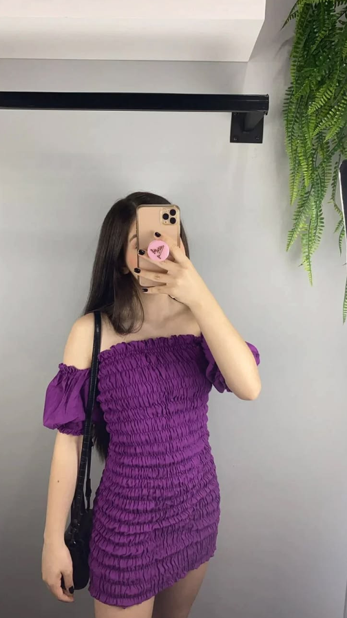 Slim Purple Pleated Bateau Sheath Short Prom Dress Party Dress YM2488