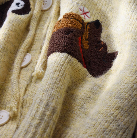 Yellow Round Neck Small Fresh Sweater Cardigan Loose Autumn New Knitted Sweater YM2353