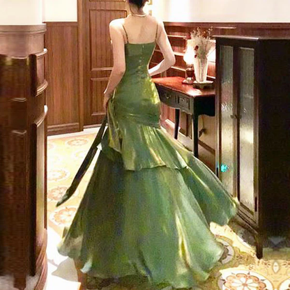 Retro Mermaid Green Prom Dress With Flower  YM1602