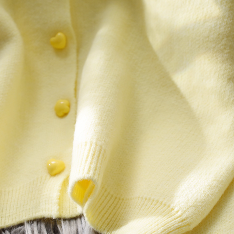 Cute Doll Collar Yellow Short Sweater Jacket Sweet Wear Knitted Top YM2372