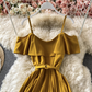 Cute A line dress off shoulder fashion dress maxi dress ,YM92