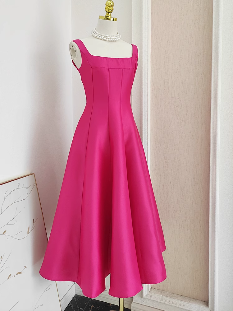 Simple Hot Pink A Line Party Dress Vacation Dress YM2104