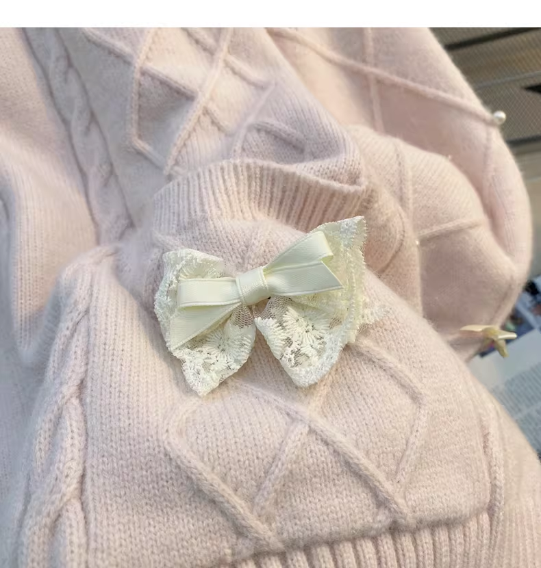 Pink Preppy Style Bow Sweater Cardigan YM2454