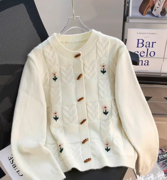 Retro Red Horn Button Sweater Cardigan YM2443