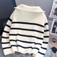 women's spring and autumn striped sweater loose lazy style knitted sweater YM372