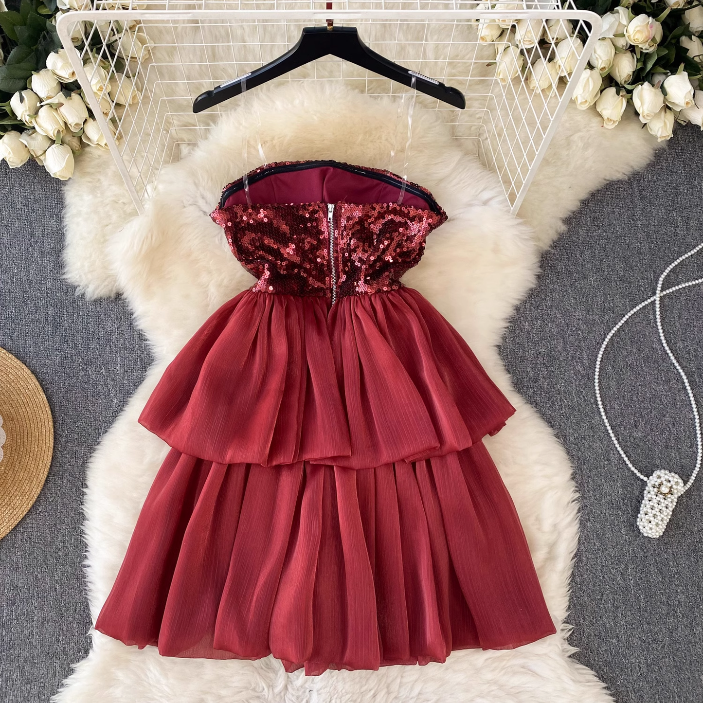 A-line Red Party Short Dress  YM344