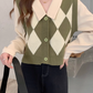 New Plaid Knit Vest Fake Two-Piece Sweater Shirt YM358