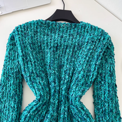 New V-Neck Slim-Fit Long-Sleeved Knit Pullover Sweater YM2424
