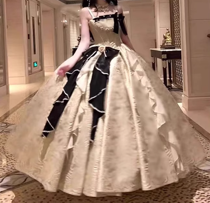 Beautiful Champagne Long Evening Dress Birthday Party Dress Lolita Dress YM2154