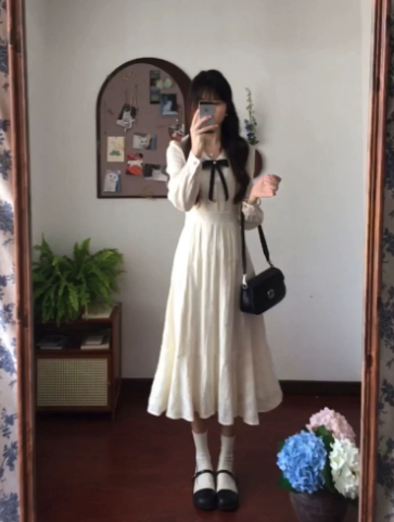 Clean Ivory Chiffon Flowy Bow Bateau A-Line Maxi Women Dress Holiday Dress YM2723