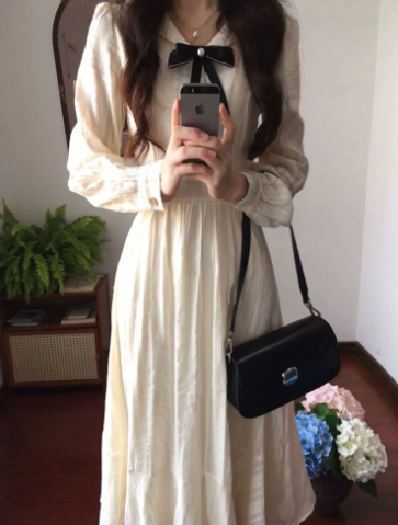 Clean Ivory Chiffon Flowy Bow Bateau A-Line Maxi Women Dress Holiday Dress YM2723