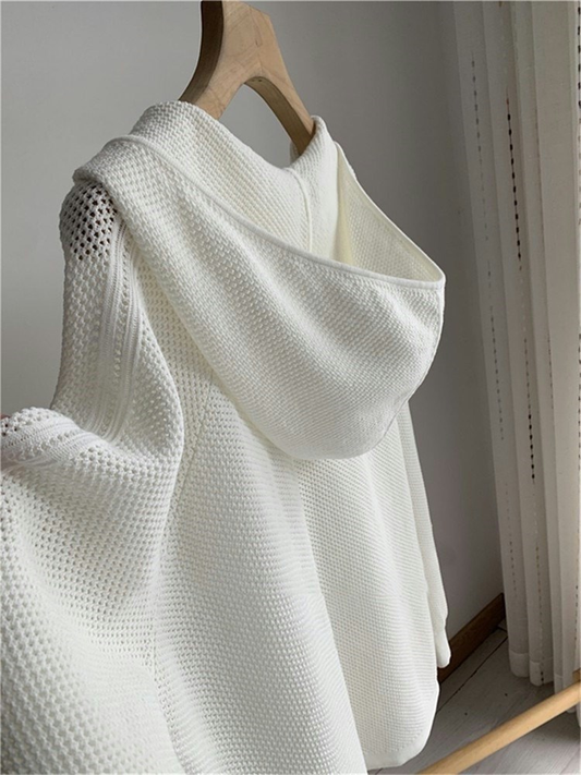 Hooded Knit Cardigan Lazy Style, YM260