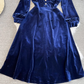 Long sleeve lapel a-line velvet dress YM990