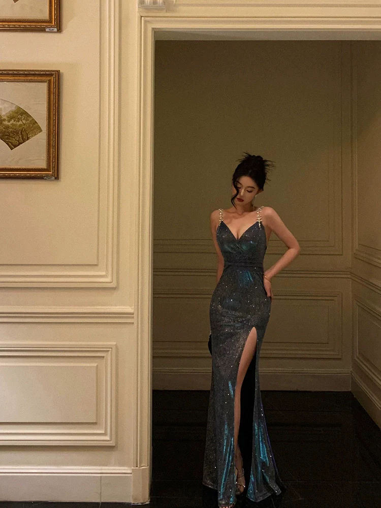 Sparkly Suspender Dress For women, Mermaid Party Dress YM1607
