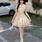 Cute Sweet Doll Collar Embroidered Tulle Short Birthday Party Dress YM2040