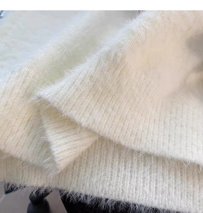 Sweet White Preppy Style Soft And Loose Sweater YM2452