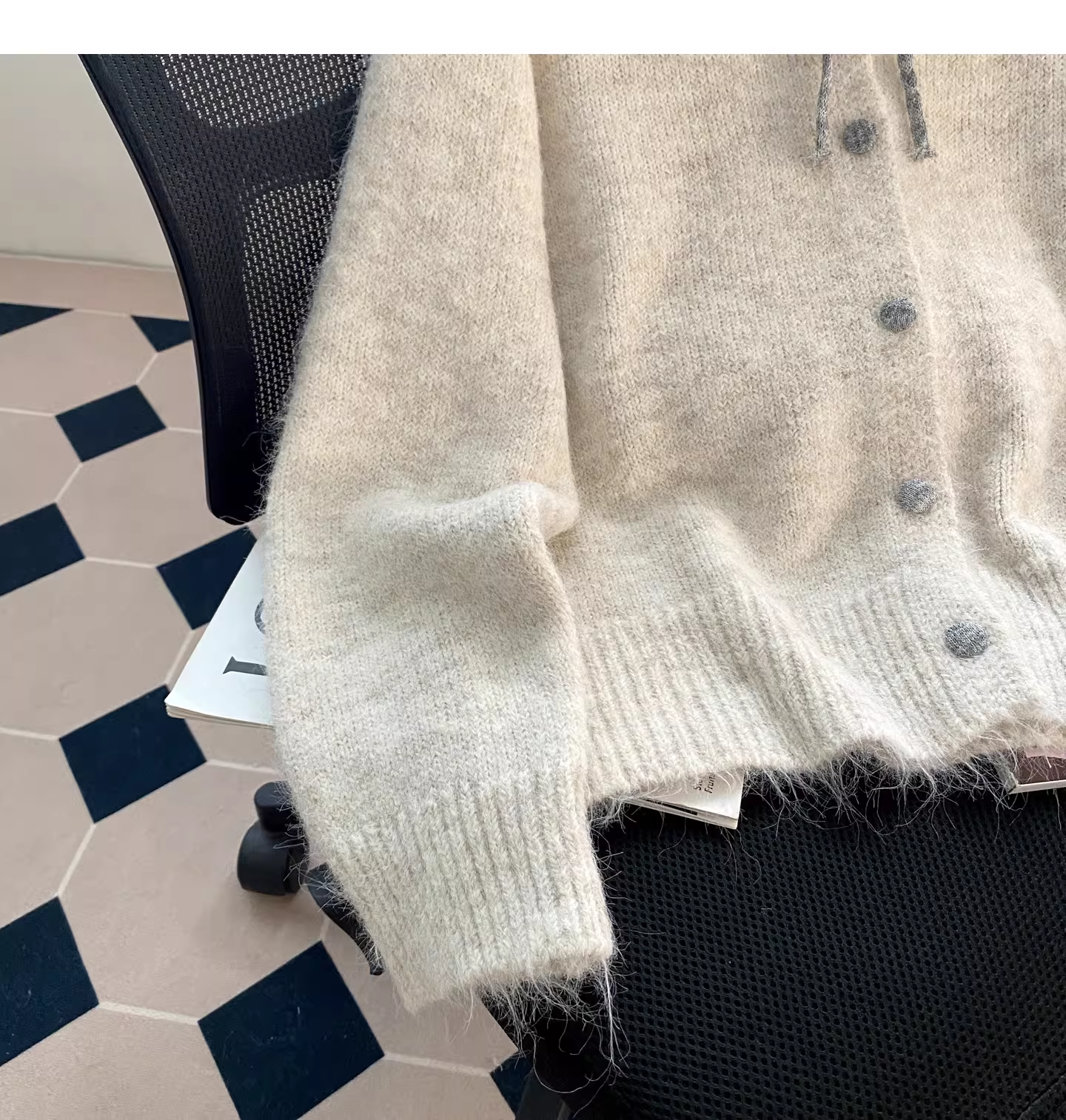 Cute Beige Sweater Cardigan With Bow YM2451