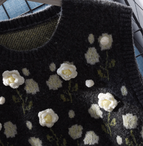 Short Round Neck Autumn New Gray Knitted Sweater Vest YM2355