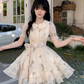 Cute Sweet Doll Collar Embroidered Tulle Short Birthday Party Dress YM2040
