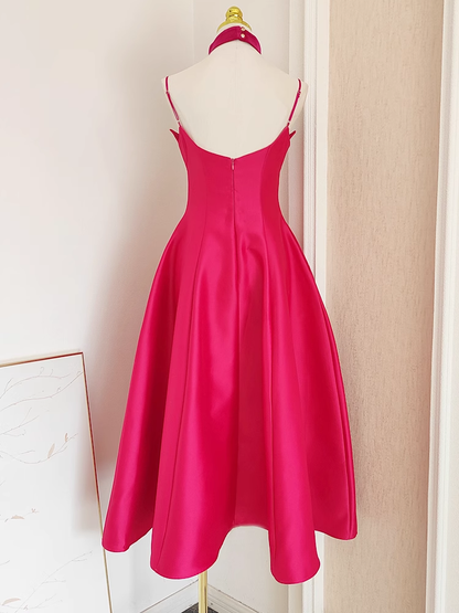 Classy Satin Velvet Stitching A Line Party Dress Black Birthday Dress YM2105