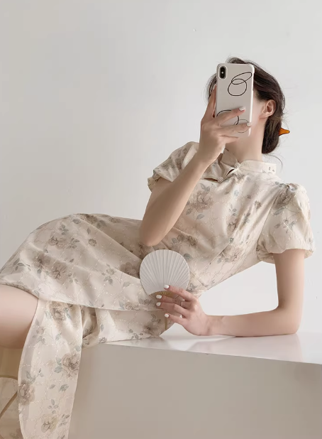 Chinese style modified cheongsam dress slit dress YM1950