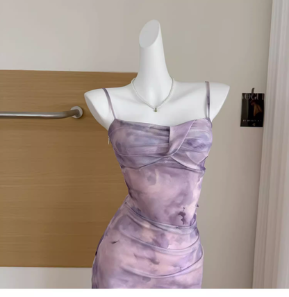 Pink Suspender Dress Beautiful Long Vacation Dress YM2088