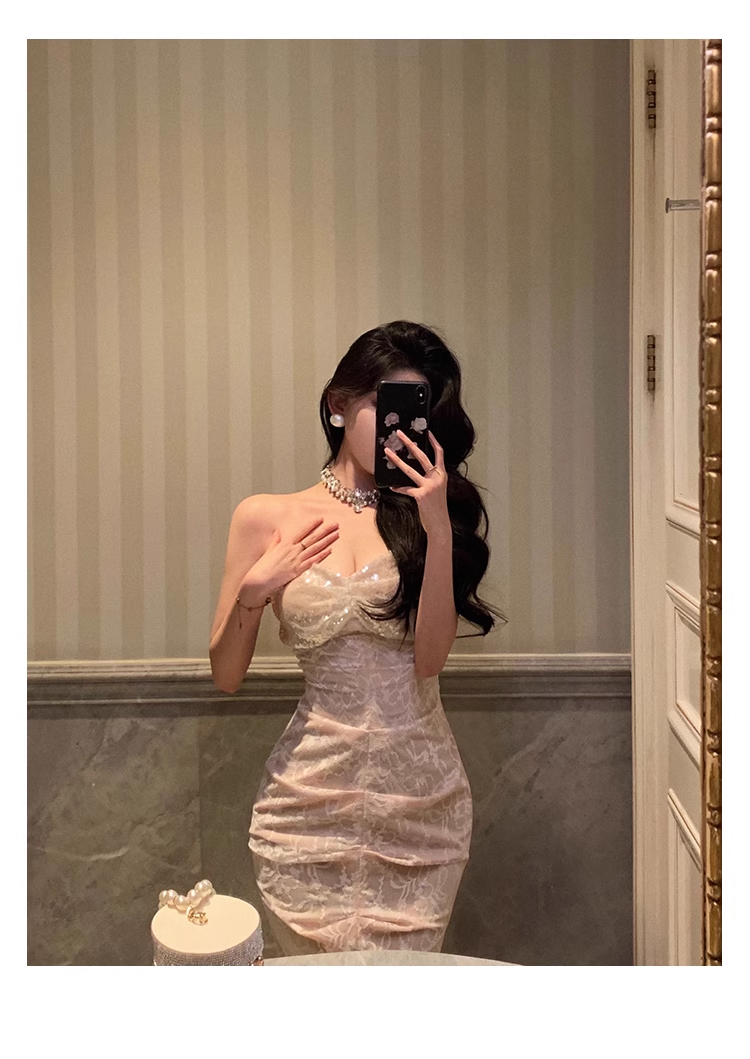 Shiny Sequin Lace Prom Dress Mermaid Evening Dress YM1664