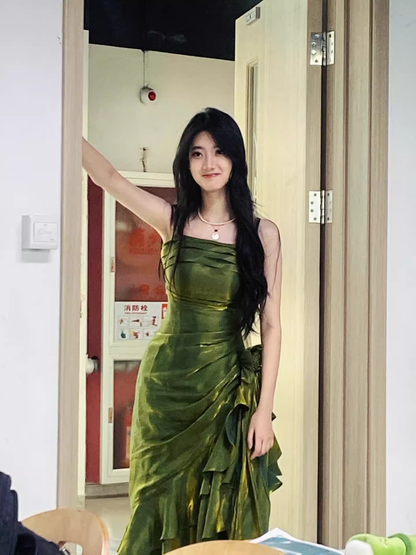 Beautiful Green Mermaid Straps Party Dress French Dress YM1653