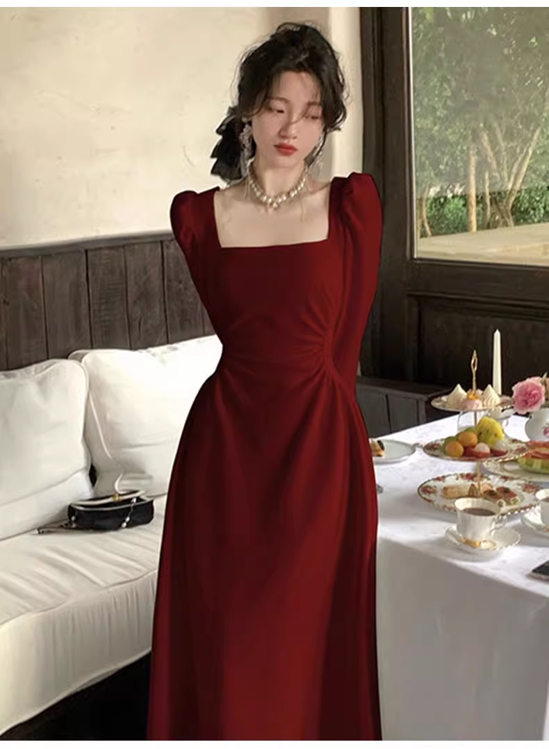 Elegant Red Long Sleeves A Line Party Dress YM1662