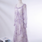 Purple Fairy-Like Ruffle Long-Sleeve Prom Dress Off The Shoulder Party Dress YM2043