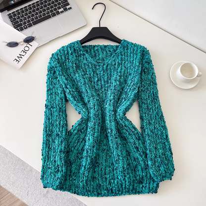 New V-Neck Slim-Fit Long-Sleeved Knit Pullover Sweater YM2424