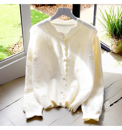 Purple Sweater Coat New Beaded Soft Knitted Cardigan YM2357