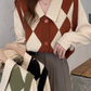 New Plaid Knit Vest Fake Two-Piece Sweater Shirt YM358