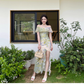 Off The Shoulder Dress Women's Ruffle Printed Irregular Skirt YM1064