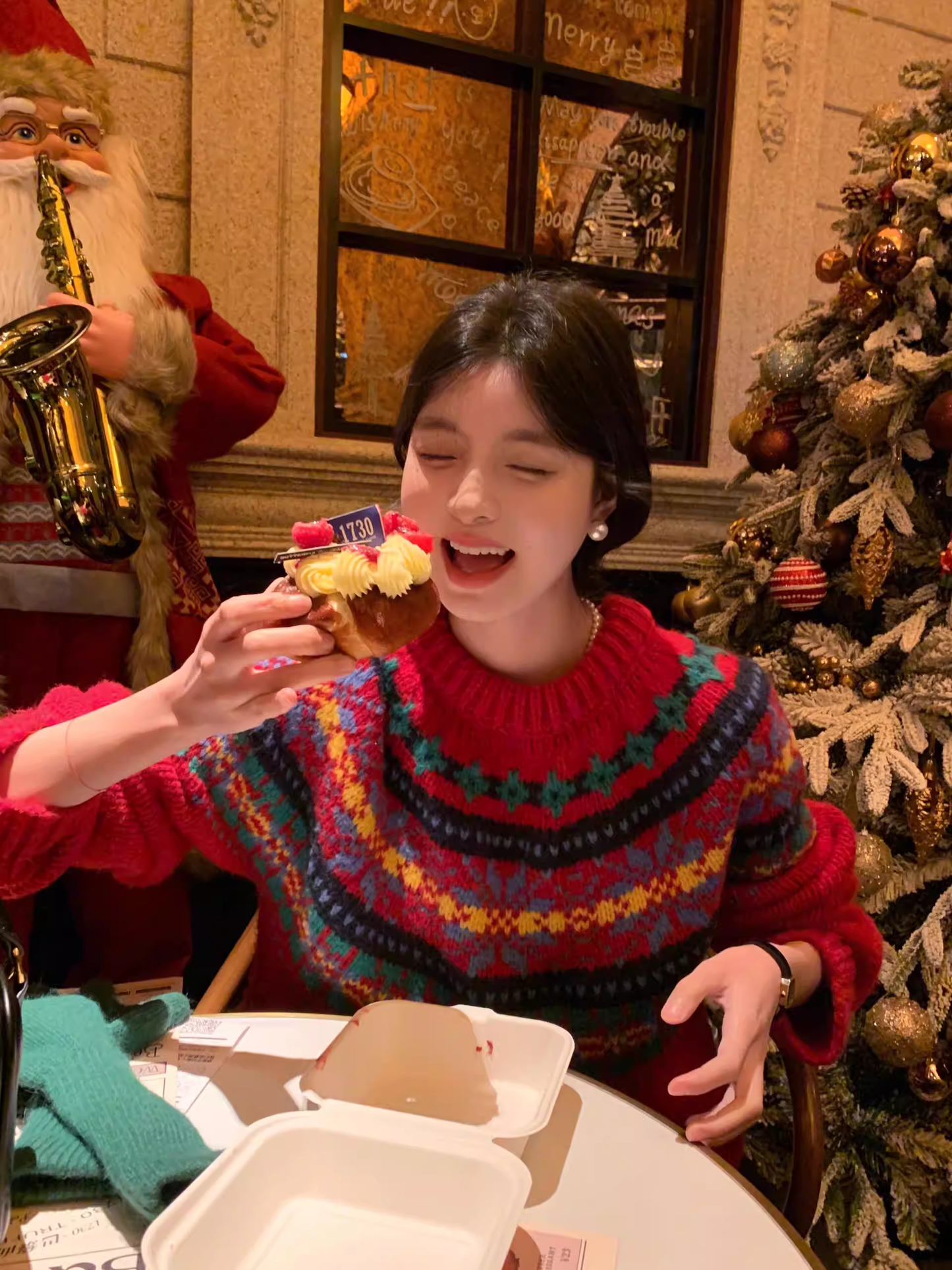 Fair Isle Red Sweater, Thick And Loose Knitwear, Christmas And New Year Sweater YM2419