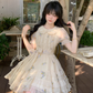 Cute Sweet Doll Collar Embroidered Tulle Short Birthday Party Dress YM2040