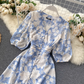Printed Sexy V-Neck Slit Summer Dress YM1572