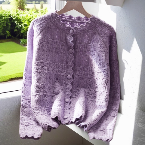 Yellow Hollow Short Sweater Jacket Spring New Japanese Sweet Knitted Cardigan YM2369